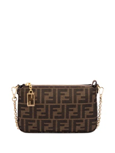 Fendi Baguette Pouch Mini Clutch Bag In Brown