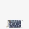 Fendi Pouch With Chain Baguette In Blue Ff Fabric Women