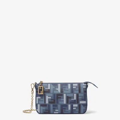 Fendi Baguette Pouch Tessuto Ff Pu In Blue