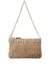 Fendi Baguette Denim Pouch With Ff Flocked Logo