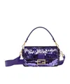 Fendi Baguette Purple Sequined Bag In Black