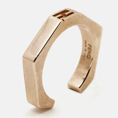 Pre-owned Fendi Baguette Rose Gold Tone Ring Size 55
