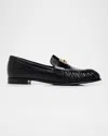 Fendi Nappa Leather Baguette Loafers Fringe Detail In Black