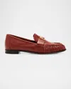 Fendi Baguette Ruched Leather Loafers In Multi