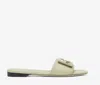 Fendi Ff Leather Buckle Flat Slide Sandals