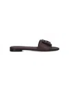 Fendi Flat Sole Open Toe Textured Strap Slides In Brown