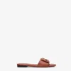 Fendi Baguette Leather Slides With Macro Selleria Topstitches In Brown