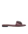Fendi Baguette Leather Flat Sandals In Brown