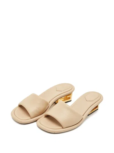 Pre-owned Fendi Baguette Sandals In Neutral