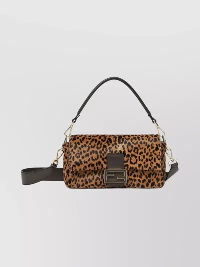 Fendi Baguette Shape Shoulder Bag With Detachable Strap In Brown