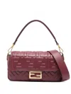 Fendi Women Baguette Leather Crossbody Bag In Red