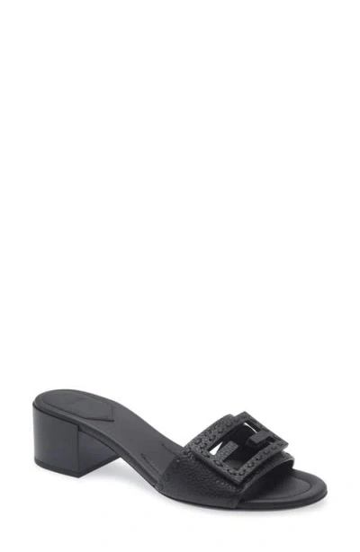 Fendi Baguette Slide Sandal In Black