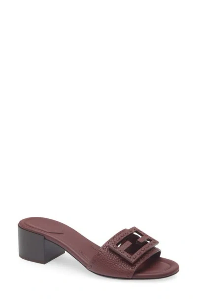 Fendi Baguette Slide Sandal In Burgundy