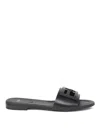Fendi Baguette Leather Flat Sandals In Black