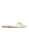 Fendi Wide-band Slide Sandals With Ff Baguette Motif In White