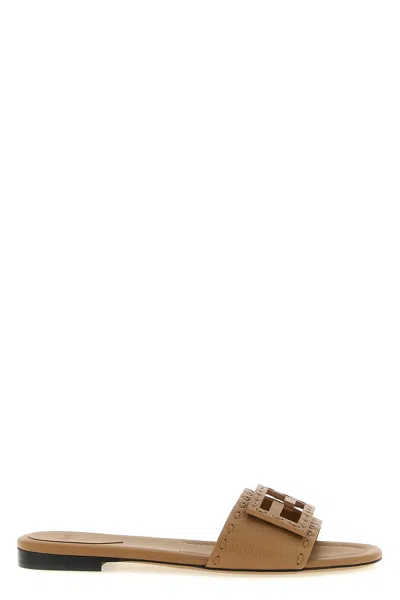 Fendi Light Brown Leather Baguette Slide In Multi