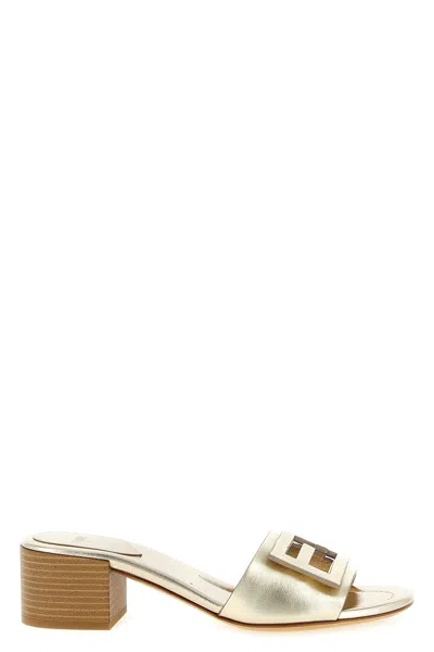 Fendi Baguette Slides In Gold