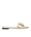 Fendi Baguette Laminated Leather Flat Sandals In Nude