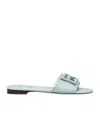 Fendi Light Blue Leather Sandals In White