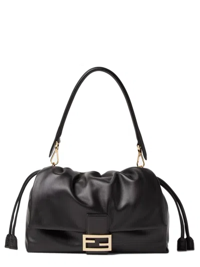 Fendi Baguette Soft L Nappa Bloss In Nero