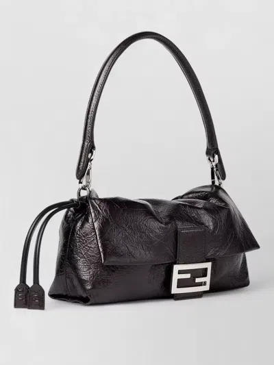 Fendi Baguette Soft Medium Leather Clutch Bag In Brown