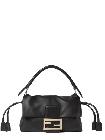 Fendi Baguette Soft Mini Nappa Leather Pouch Bag In Black