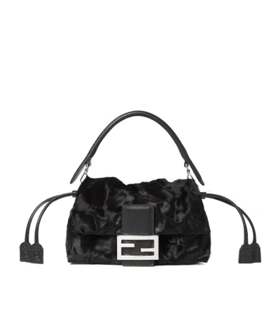 Fendi Baguette Soft Small Black Pony-effect Leather Mini-bag