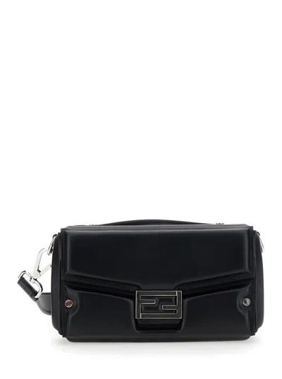 Fendi 'baguette Soft Trunk' Black Crossbody Bag In Padded Leather Man