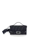 Fendi 'baguette Soft Trunk' Blue Crossbody Bag In Ff Fabric Man In Multicolor