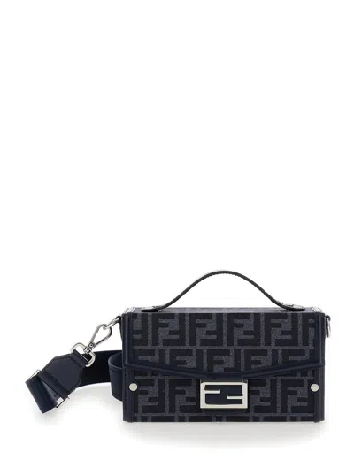 Fendi 'baguette Soft Trunk' Blue Crossbody Bag In Ff Fabric Man In Multicolor