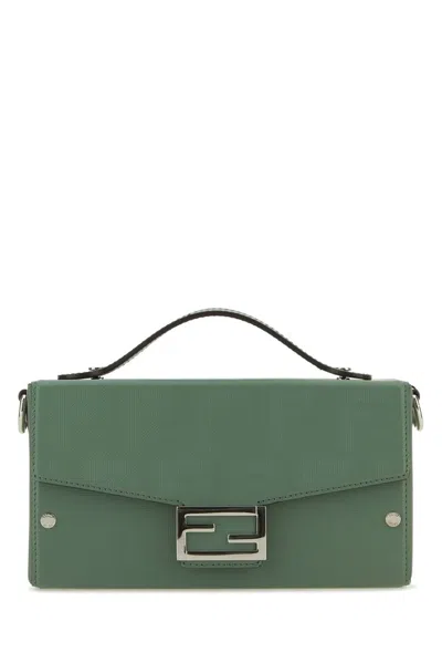 Fendi Baguette Soft Trunk Top Handle Bag In Green