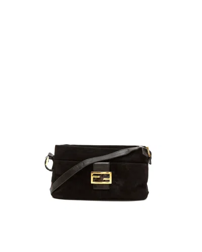 Fendi Baguette Suede Bag In Brown
