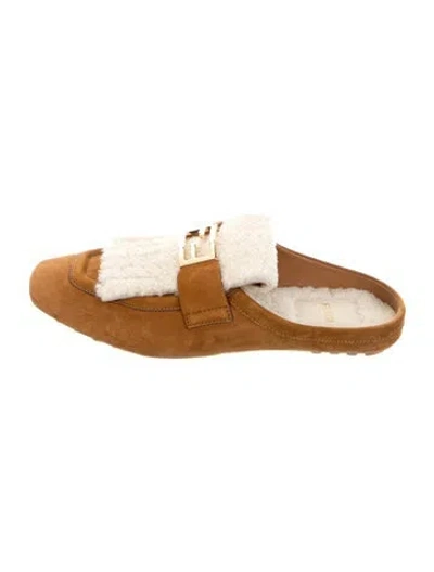 Pre-owned Fendi Baguette Suede Loafers In Brown/neutrals