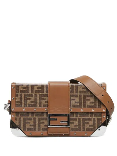 Pre-owned Fendi Baguette Trunk Shoulder Bag In Brown