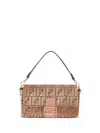 Fendi Medium Baguette Ff-pattern Shoulder Bag In Neutral