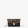 Fendi Baguette Wallet On Chain In Black
