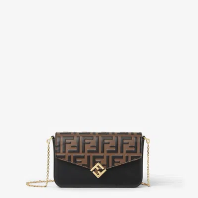 Fendi Women Wallet On Chain Vit.soft Stamp In Brown