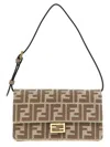 Fendi Ff Diamonds Leather Wallet On Chain In Beige