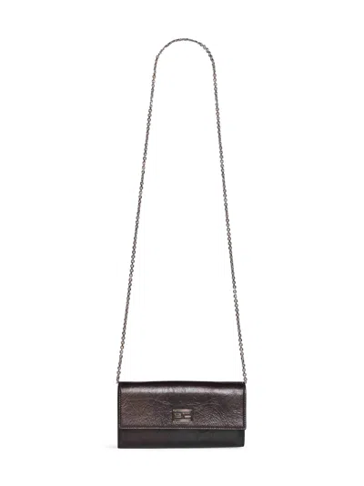 Fendi Baguette Wallet On Chain In Black