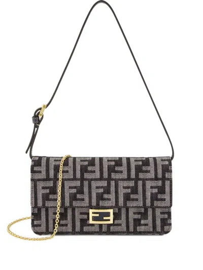 Fendi Baguette Wallet On Chain In Blue