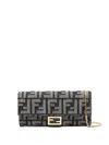 Fendi Baguette Wallet On Chain In Blue