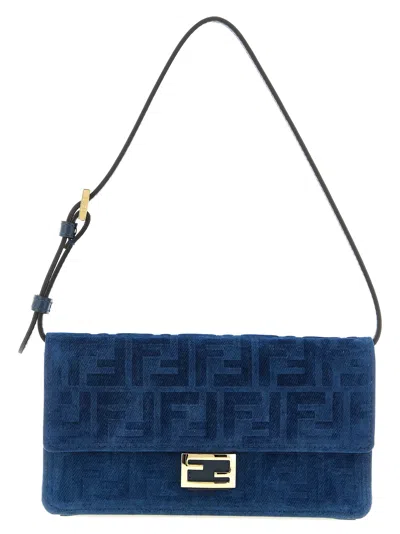 Fendi Baguette Wallet On Chain In Blue
