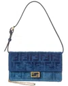 Fendi Baguette Wallet On Chain In Blue