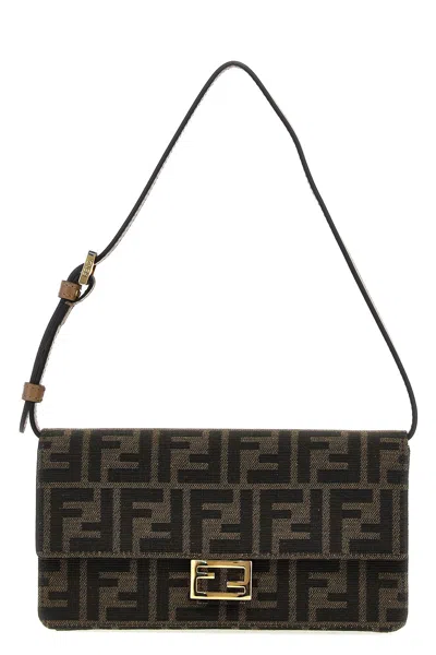 Fendi 'baguette' Wallet On Chain In Brown