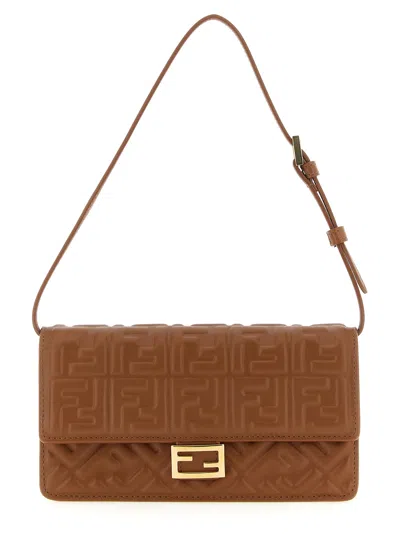 Fendi 'baguette' Wallet On Chain In Brown