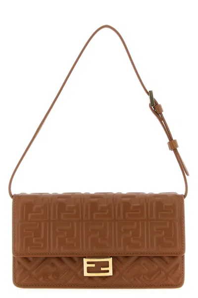Fendi 'baguette' Wallet On Chain In Brown