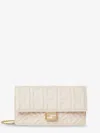 Fendi Baguette Wallet On Chain Leather Shoulder Bag With Ff Motif In White