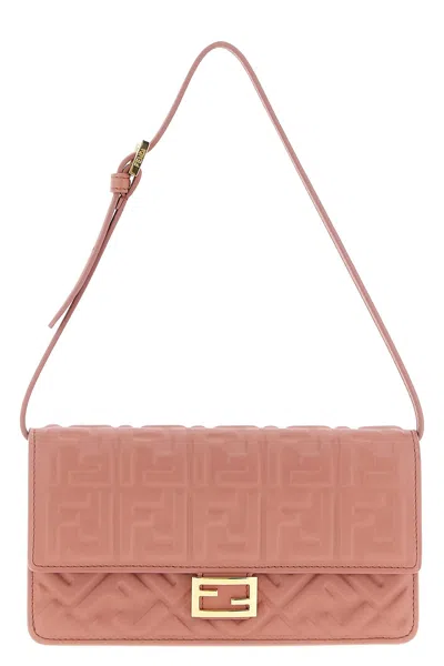 Fendi 'baguette' Wallet On Chain In Pink