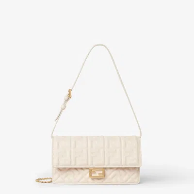 Fendi "baguette" Wallet With Chain In Sand