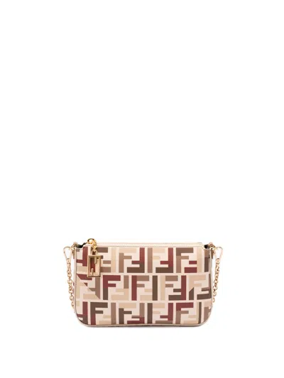 Fendi `baguette` `zucca` Pouch In Neutral